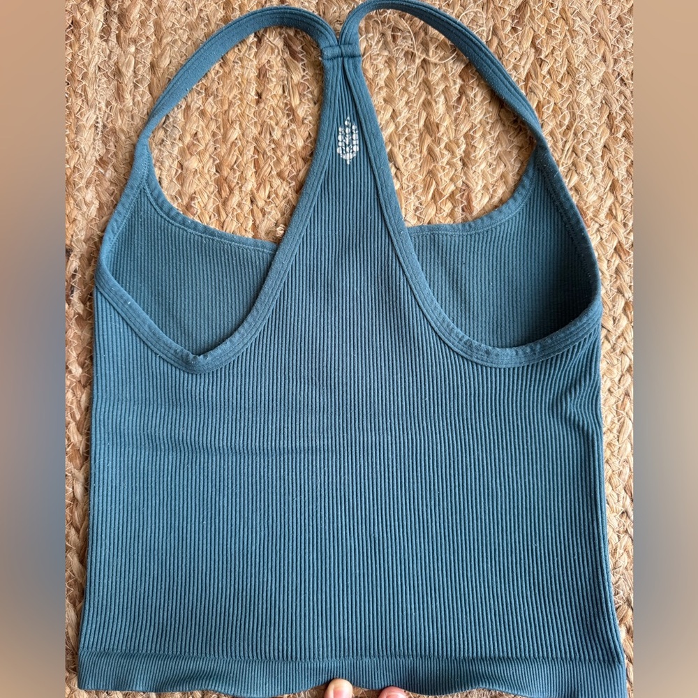 FP Movement Teal Ribbed Racerback Crop Top Med/Large - Picture 3 of 5